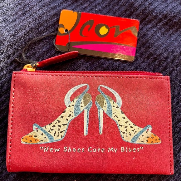 “New Shoes Cure My Blues” Coin Purse and Key Chain, NWT - Picture 3 of 10